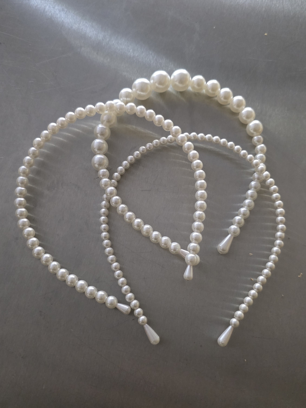 Vixen by Micheline Pitt Pearl Beaded Headband Trio - Cream/White